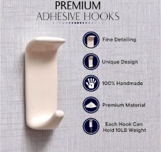 Beautiful Cream Ceramic No Drill Wall Adhesive Hook