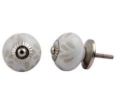 White Etched Ceramic Knob 50