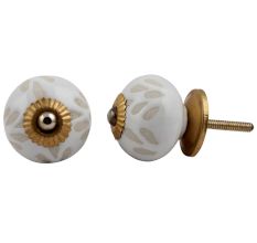 White Etched Ceramic Knob 50