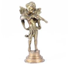 Brass Standing Cherub Angel Statue Baby Angel Guitar Violin