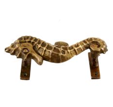 Brass Sea Horse Door Handle In Antique Golden Finish
