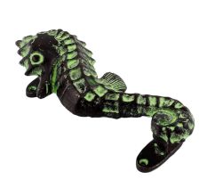 Brass Sea Horse Nautical Door Handle In Green Patina Finish