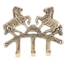 Two Horse Brass Key Holder In Nickle Finish