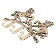 Two Horse Brass Key Holder In Nickle Finish