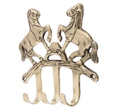Two Horse Brass Key Holder In Nickle Finish