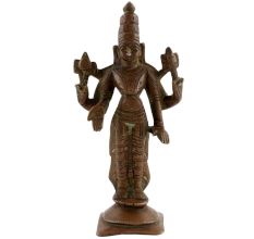 Brass Vishnu IdolÂ In Dark Finish