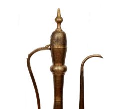 Old Brass Surahi Ewer With Etched Floral Design