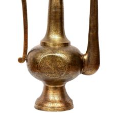 Old Brass Surahi Ewer With Etched Floral Design