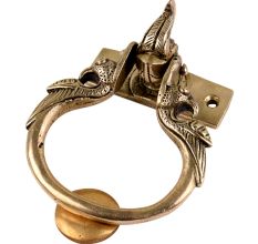 Brass Elephant Trunk Up And Peacock Door Knocker