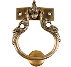 Brass Elephant Trunk Up And Peacock Door Knocker