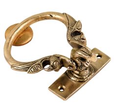 Brass Elephant Trunk Up And Peacock Door Knocker