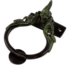 Black Brass Elephant with Two Peacocks Design Door Knocker