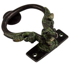 Black Brass Elephant with Two Peacocks Design Door Knocker