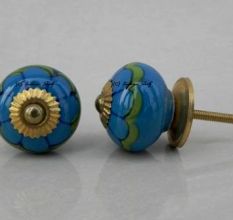 Turquoise Floral Knob