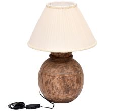 Wooden Table Lamp With White Shade