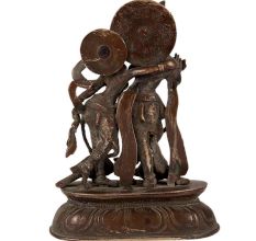 Brass Statue Of Radha Krishna With Peacocks