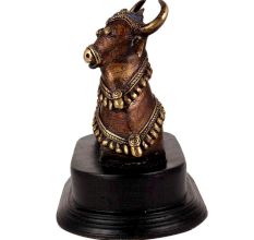 Brass Nandi Statue On a Wooden Base
