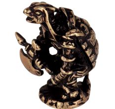 Brass Figurine Of Turtle Holding An Axe