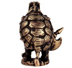 Brass Figurine Of Turtle Holding An Axe