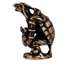 Brass Figurine Of Turtle Holding An Axe