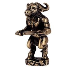 Brass Underworld Guardian Ox Statue Holding A Sword