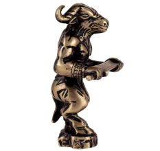 Brass Underworld Guardian Ox Statue Holding A Sword