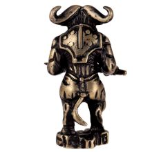 Brass Underworld Guardian Ox Statue Holding A Sword