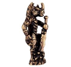 Standing Brass Rhino Warrior Statue With Sword