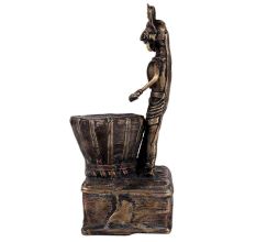 Tribal Brass Drummer Musician Statue In Dark Finish