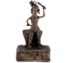 Tribal Brass Drummer Musician Statue In Dark Finish