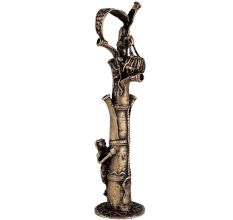 Brass Dhokra Incense Burner Of Tribal Man  Holding Tree