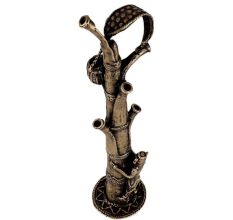 Brass Dhokra Incense Burner Of Tribal Man  Holding Tree