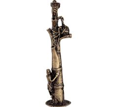 Brass Dhokra Incense Burner Of Tribal Man  Holding Tree