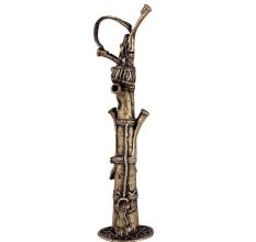 Brass Dhokra Incense Burner Of Tribal Man  Holding Tree