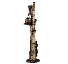 Brass Dhokra Incense Burner Of Tribal Man  Holding Tree