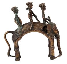Three Tribal Riders On Elephant Dhokra Art