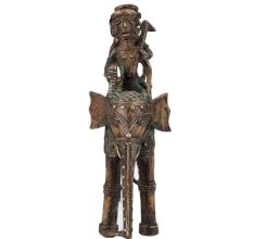 Three Tribal Riders On Elephant Dhokra Art