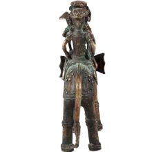 Three Tribal Riders On Elephant Dhokra Art