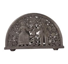 English Couple Engraved Silver Metal Napkin Holder
