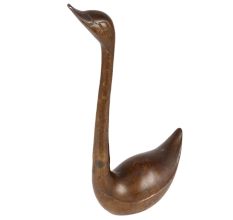 Mid Century Swan Figurine In Black Finish
