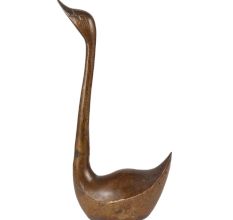Mid Century Swan Figurine In Black Finish