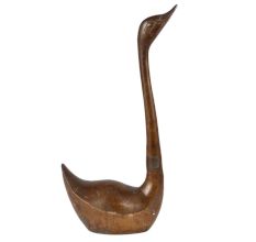 Mid Century Swan Figurine In Black Finish