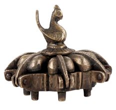 Brass Peacock Design Multi Compartment Kumkum Box