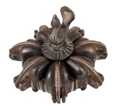 Brass Decorative Tikka Box With Peacock Finial