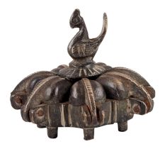 Brass Decorative Tikka Box With Peacock Finial