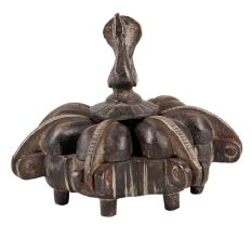 Brass Decorative Tikka Box With Peacock Finial