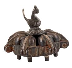 Brass Decorative Tikka Box With Peacock Finial