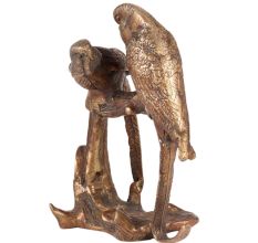 Brass Parrot Love Birds on Tree Showpiece
