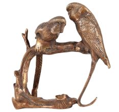 Brass Parrot Love Birds on Tree Showpiece