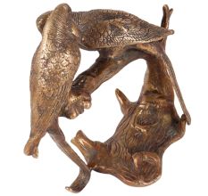 Brass Parrot Love Birds on Tree Showpiece
